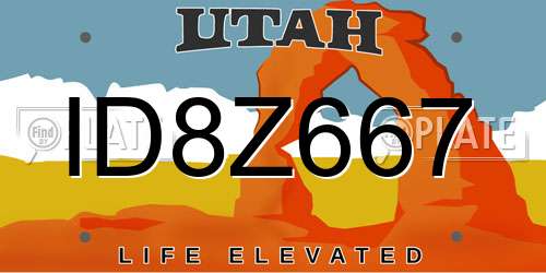 ID8Z667 Utah License Plate