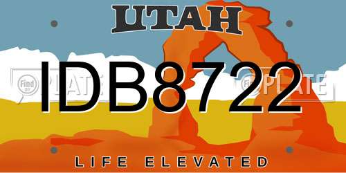 IDB8722 Utah License Plate