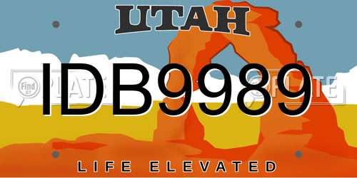 IDB9989 Utah License Plate