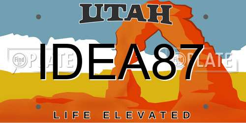 IDEA87 Utah License Plate