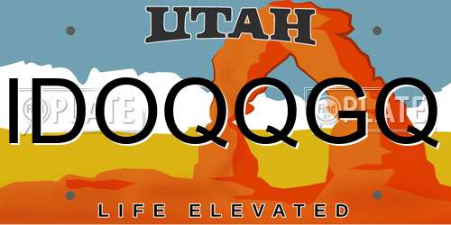 IDOQQGQ Utah License Plate