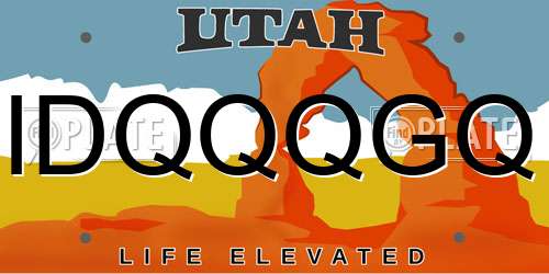 IDQQQGQ Utah License Plate