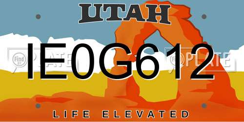 IE0G612 Utah License Plate