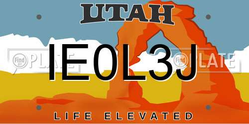 IE0L3J Utah License Plate