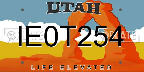 IE0T254 Utah License Plate