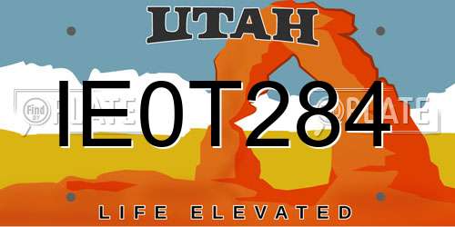 IE0T284 Utah License Plate