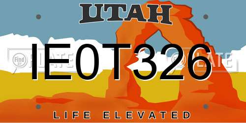 IE0T326 Utah License Plate