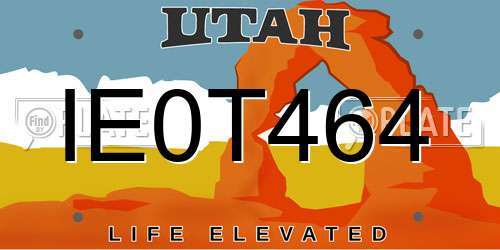 IE0T464 Utah License Plate