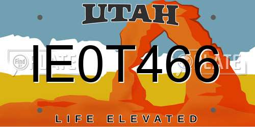 IE0T466 Utah License Plate