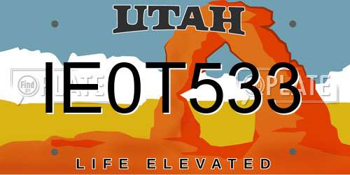 IE0T533 Utah License Plate