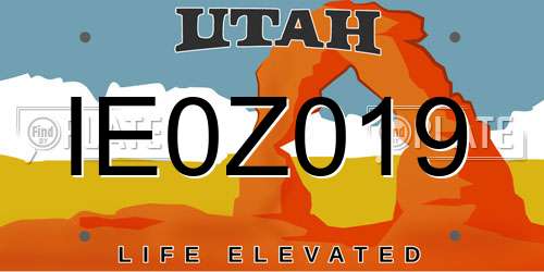 IE0Z019 Utah License Plate