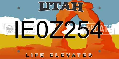 IE0Z254 Utah License Plate