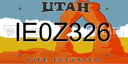 IE0Z326 Utah License Plate