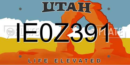 IE0Z391 Utah License Plate
