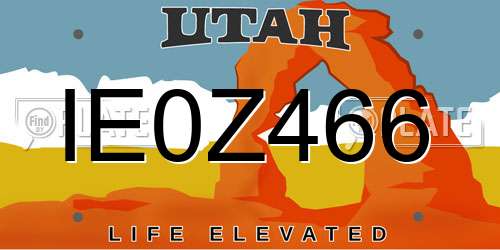 IE0Z466 Utah License Plate
