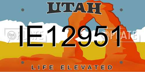 IE12951 Utah License Plate