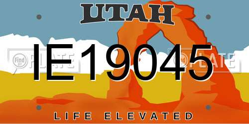 IE19045 Utah License Plate