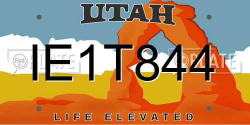 IE1T844 Utah License Plate