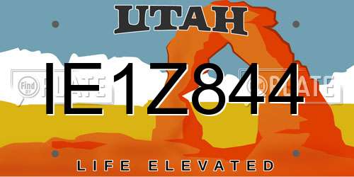 IE1Z844 Utah License Plate