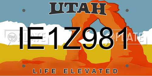 IE1Z981 Utah License Plate