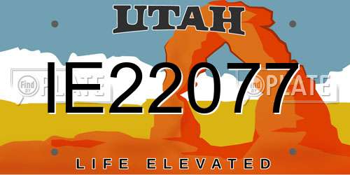 IE22077 Utah License Plate
