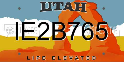 IE2B765 Utah License Plate