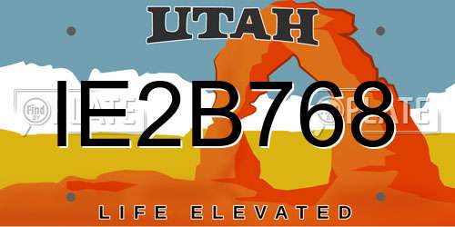 IE2B768 Utah License Plate