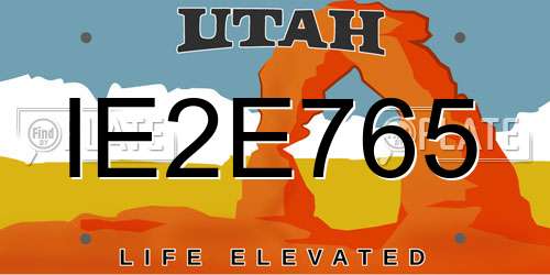 IE2E765 Utah License Plate