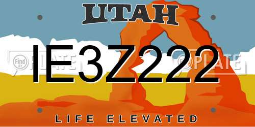 IE3Z222 Utah License Plate