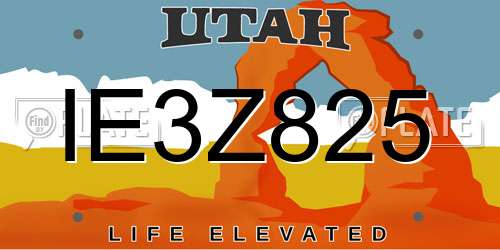 IE3Z825 Utah License Plate