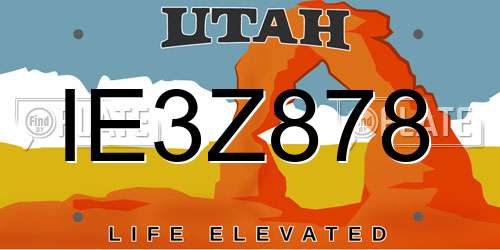 IE3Z878 Utah License Plate