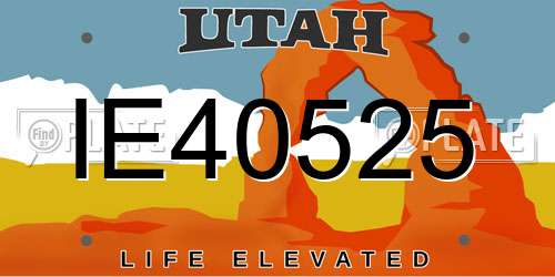 IE40525 Utah License Plate