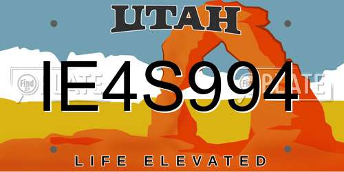 IE4S994 Utah License Plate