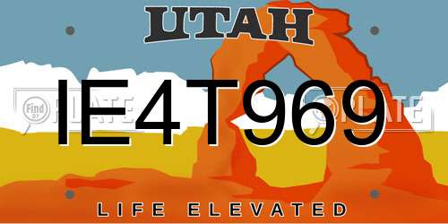 IE4T969 Utah License Plate