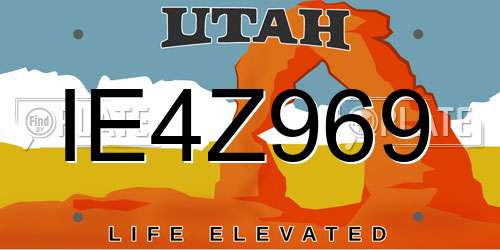 IE4Z969 Utah License Plate