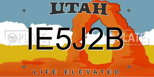 IE5J2B Utah License Plate