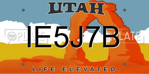 IE5J7B Utah License Plate