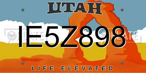 IE5Z898 Utah License Plate