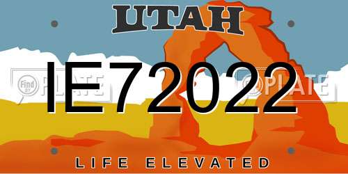 IE72022 Utah License Plate