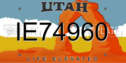 IE74960 Utah License Plate