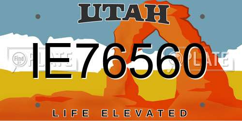 IE76560 Utah License Plate