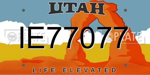 IE77077 Utah License Plate