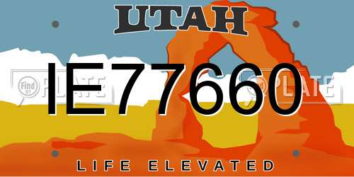 IE77660 Utah License Plate