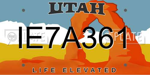 IE7A361 Utah License Plate