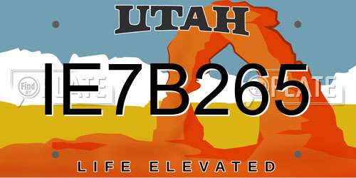 IE7B265 Utah License Plate