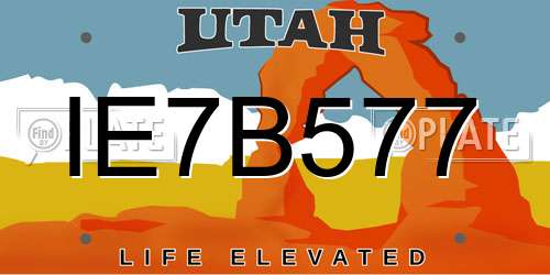 IE7B577 Utah License Plate