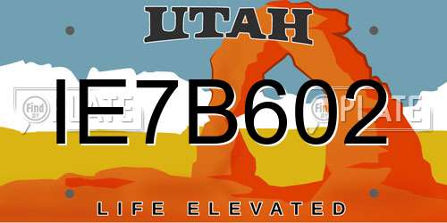 IE7B602 Utah License Plate