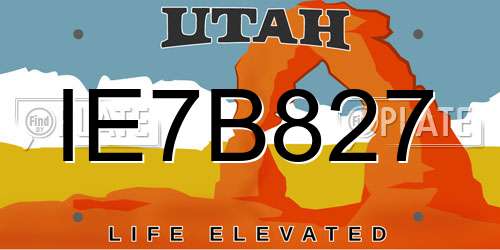 IE7B827 Utah License Plate