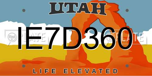 IE7D360 Utah License Plate