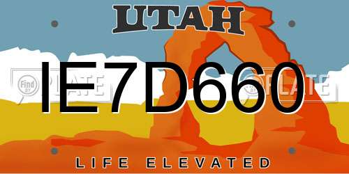 IE7D660 Utah License Plate